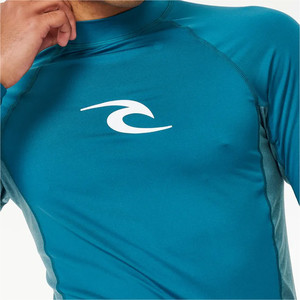 2024 Rip Curl Mens Waves UPF Performance Long Sleeve Rash Vest 141MRV - Deep Ocean